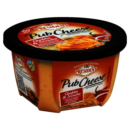 President Pub Cheese Cheddar and Sriracha Cheese Spread Perspective: front