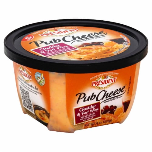 President Pub Cheese Cheddar & Port Wine Spreadable Cheese Perspective: front
