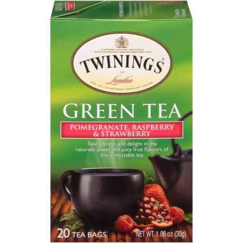 Twinings Of London Pomegranate Raspberry & Strawberry Green Tea Bags Perspective: front
