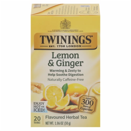 Twinings Of London Lemon & Ginger Herbal Tea Bags Perspective: front