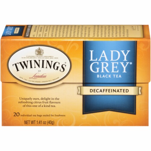 Twinings Of London Lady Grey Decaffeinated Black Tea Bags Perspective: front