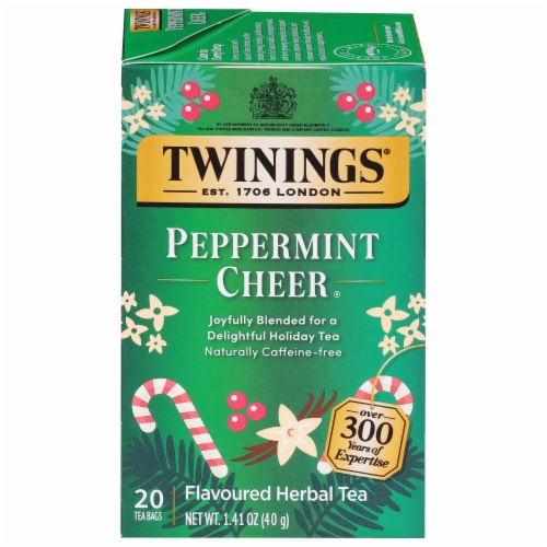 Twinings® Of London Peppermint Cheer® Caffeine Free Herbal Tea Bags Perspective: front