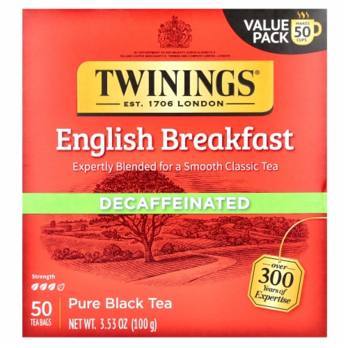 Twinings of London English Breakfast Decaffeinated Black Tea Bags Perspective: front
