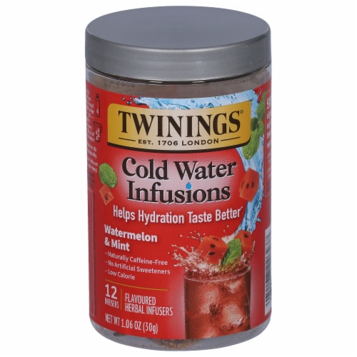 Twinings® of London Cold Infuse™ Watermelon Strawberry & Mint Flavored Cold Water Enhancer Perspective: front