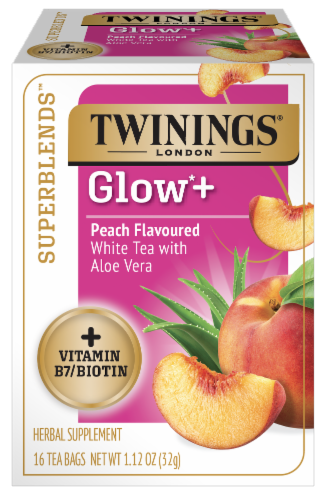 Twinings Glow Peach Flavor White Tea Perspective: front