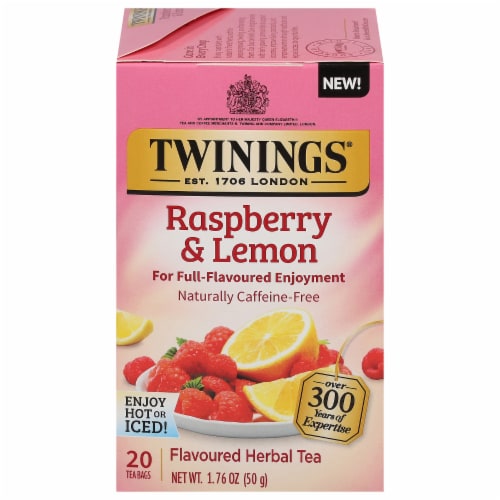 Twinings® Raspberry and Lemon Herbal Tea Bags Perspective: front