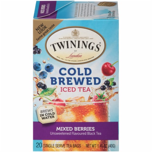 Twinings Of London Cold Brew Mixed Berries Unsweetened Black Iced Tea Bags Perspective: front