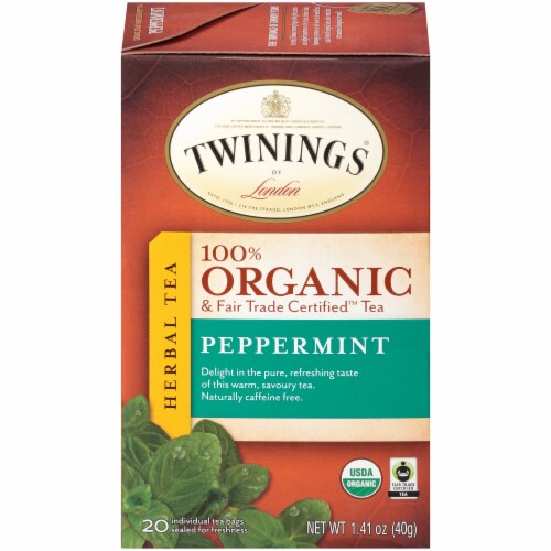 Twinings Of London Organic Peppermint Herbal Tea Bags Perspective: front
