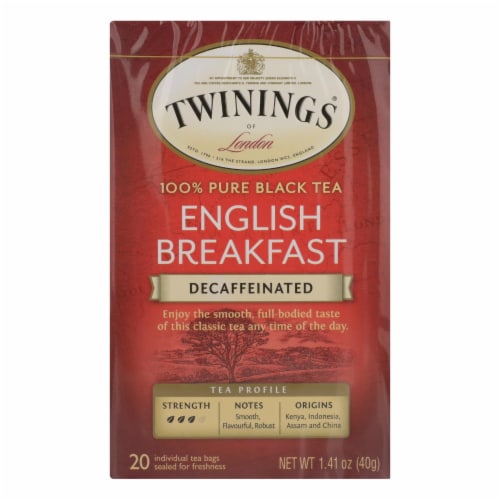 Twining's Tea Breakfast Tea - English Decaffeinated - Case of 6 - 20 Bags Perspective: front
