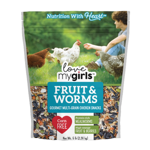 Love My Girls™ Fruit & Worms Chicken Snack Bird Food Perspective: front