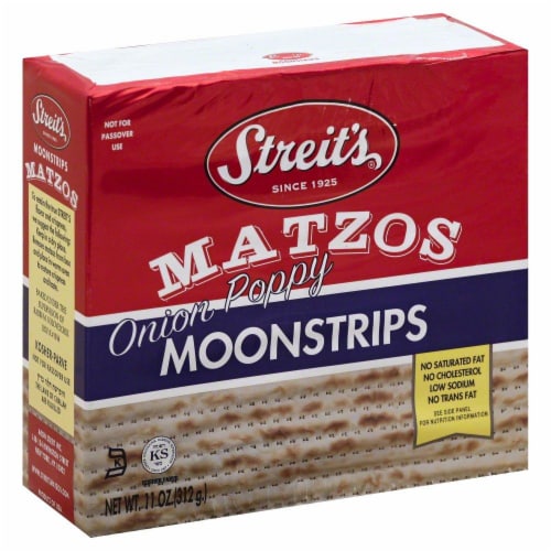 Streit's Onion Poppy Moonstrip Matzos Perspective: front