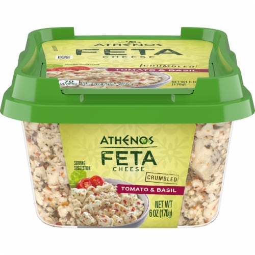 Athenos Tomato & Basil Crumbled Feta Cheese Perspective: front