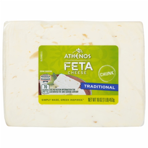 Athenos Traditional Chunk Feta Cheese Perspective: front