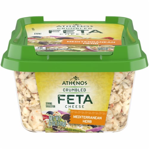 Athenos Mediterranean Herb Crumbled Feta Cheese Perspective: front