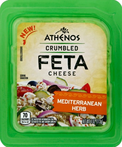 Athenos Mediterranean Herb Crumbled Feta Cheese Perspective: front