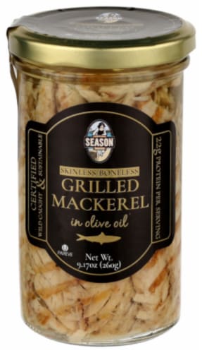 Seasons Boneless/Skinless Grilled Mackerel in Olive Oil Perspective: front