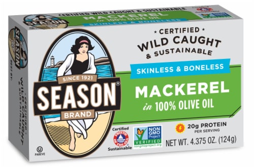 Season Brand Fillets of Mackerels in Olive Oil Perspective: front