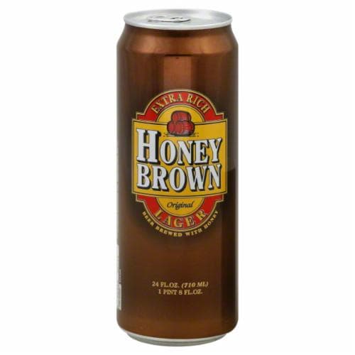 Dundee's Honey Brown Ale Beer Single Can Perspective: front