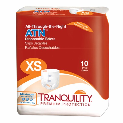 Tranquility ATN Adult Incontinence Brief XS Heavy Absorbency Overnight, 2183, Maximum, 10 Ct Perspective: front