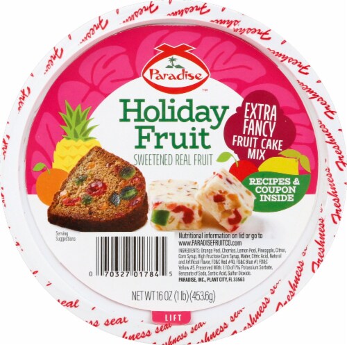 Paradise Holiday Fruit Sweetened Extra Fancy Fruit Cake Mix Perspective: front