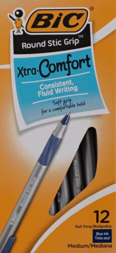 BIC Round Stic Grip Xrta-Comfort 1.2mm Medium Point Ball Pen - Blue Perspective: front