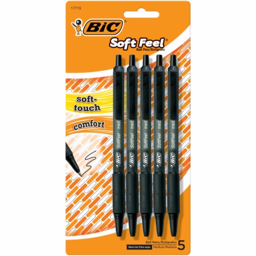 BIC® Soft Feel® Medium Ball Pens - Black, 5 pk - Fry's Food Stores