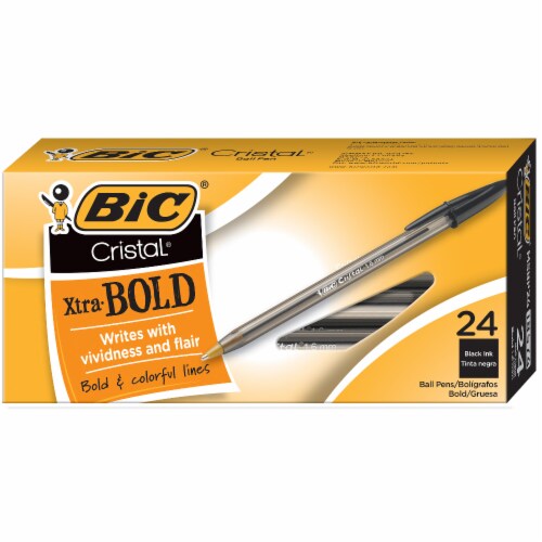 BIC Cristal Xtra Bold Ball Pens - Black, 24 ct - Pay Less Super Markets