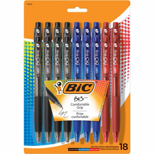 BIC BU3 Comfortable Grip Ball Point Medium Point Pens - Assorted Perspective: front