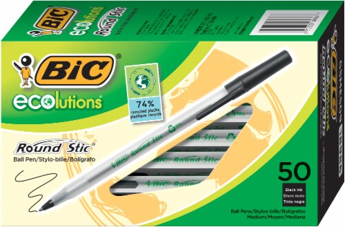 Bic Evolutions Round Stic Ball Pens - Black Perspective: front