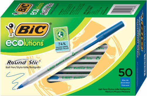 BIC Ecolutions Round Stic Ball Pens - Blue Perspective: front