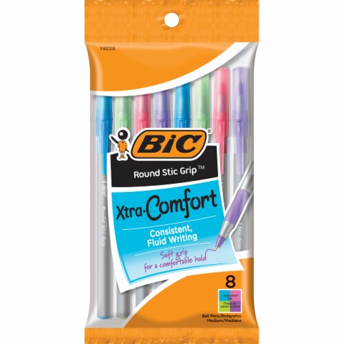BIC Round Stic Grip Xtra-Comfort Medium Point Ball Pens Perspective: front
