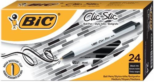 BIC Clic Stic Medium Ball Point Pen 24 Pack - Black Perspective: front