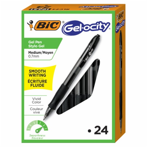 BIC Gelocity Quick Dry Retractable Gel Pen, Medium Point (0.7 mm), Black,  4-Count 