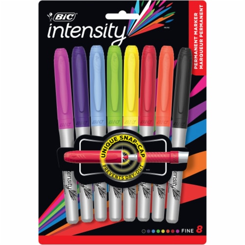 BIC Intensity Permanent Markers, Fine Point, Black, 12-Count