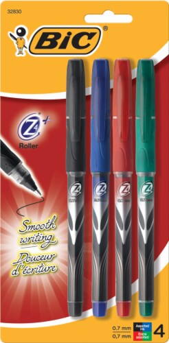 BIC Z4 0.7mm Roller Pen - 4 Pack - Black/Blue/Red/Green Perspective: front