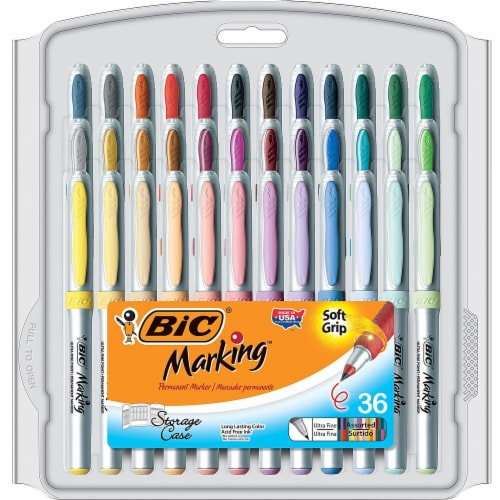 BIC Marking Permanent Markers Soft Grip Ultra Fine Point Assorted Colors  8+4 Pc.