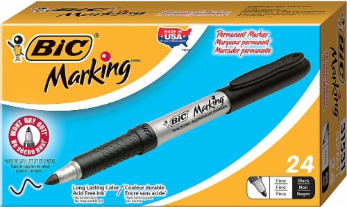 Bic Mark-It Permanent Marker, Fine Point, Assorted - 12 markers