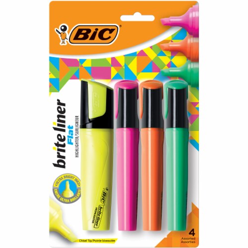 Bic Brite Liner Highlighter, Assorted, Chisel Tip - 5 highlighters