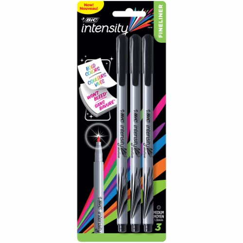 BIC Intensity Fineliner Medium Point Felt Pens - Black, 3 pk - City Market