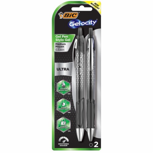 BIC Gelocity Medium Point Gel Pens - Ultra Black Perspective: front