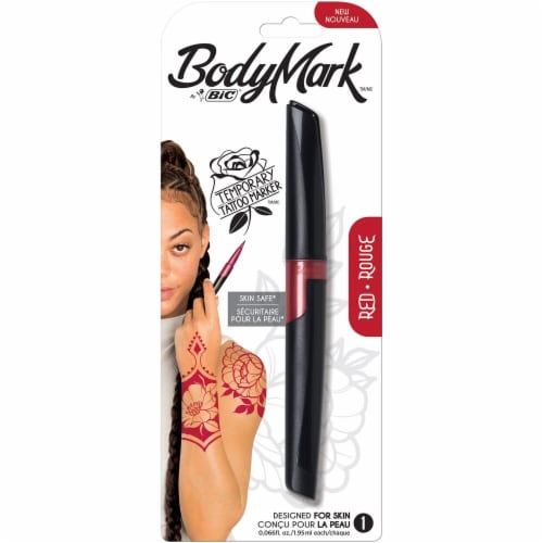 BIC BodyMark Temporary Tattoo Markers Fine Tip Red Skin Safe New