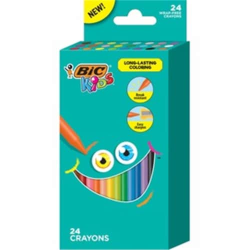 Bic Kids Coloring Crayons, 24 Assorted Colors, 24/Pack BKPC24AST Perspective: front