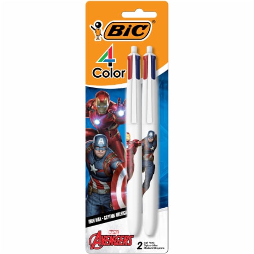 BIC® 4 Color Iron Man & Captain America Pens Perspective: front