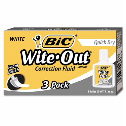 Bic Wite Out Quick Dry Correction Fluid 20 ml Bottle White 3 Pack