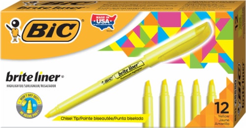 BIC Brite Liner Yellow Chisel Tip Highlighters Perspective: front