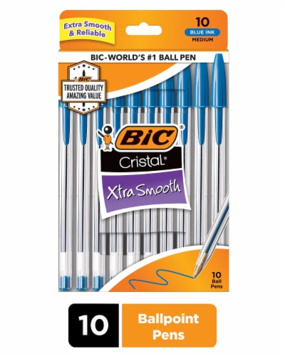 BIC® Cristal® Xtra Smooth Medium Ball Point Pens - Blue Perspective: front