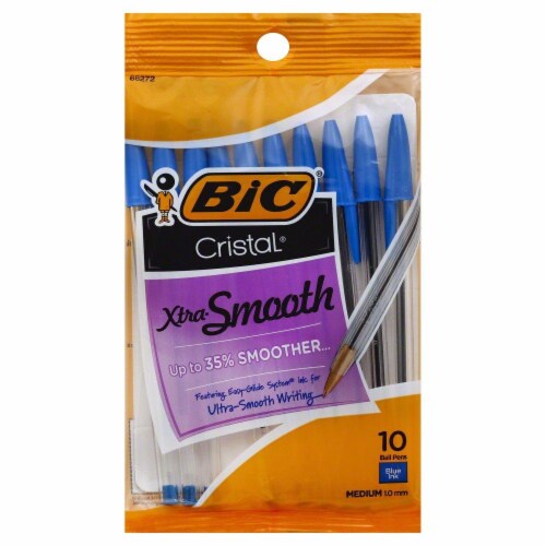 BIC® Cristal® Xtra Smooth 1.0mm Medium Point Pens - Blue Perspective: front