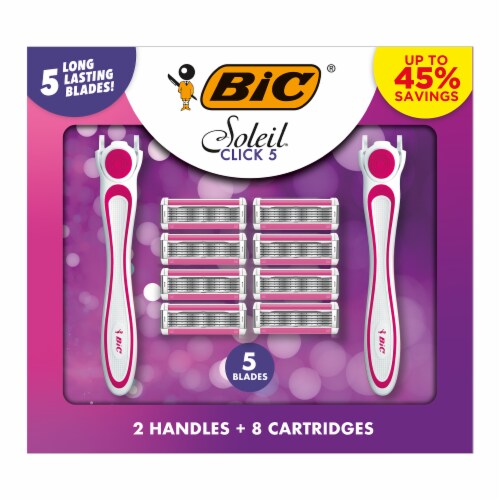 BIC® Soleil® Click 5 Women's Razor Handles + Cartridges Perspective: front