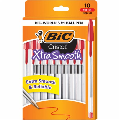 BIC Cristal Xtra Smooth Medium Ball Point Pens Red 10 pk Baker s