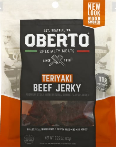 Oberto Teriyaki Beef Jerky Perspective: front